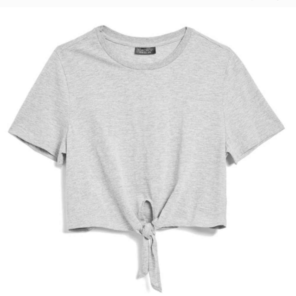 (NWT) Topshop | Tie Front Crop Short Sleeve Shirt